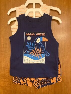 3M Set- Tank Top with Toucan 'Local Cutie' Graphic, Shorts and Bodysuit